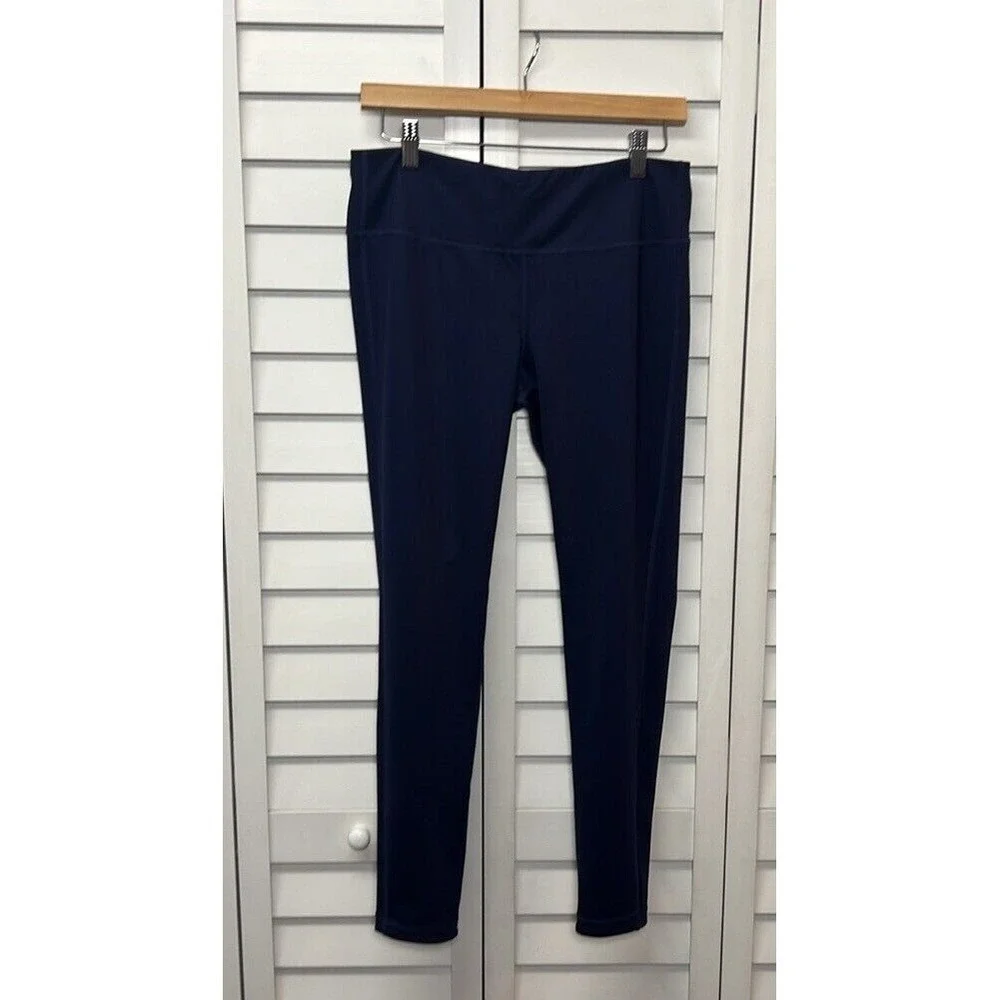 Athleta Westchester Chaturanga Reversible Leggings Size Large Navy & Blue Print - Picture 3 of 12